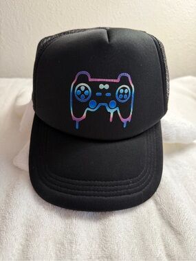 Black Melting Controller Kids Mesh Hat color blue And purple